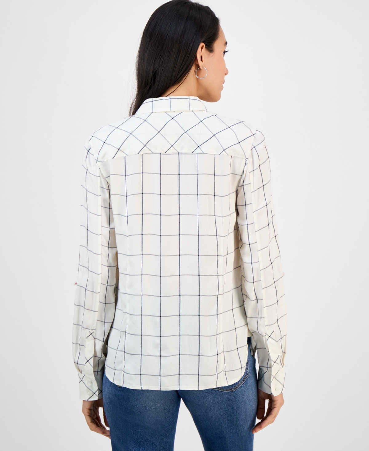 Nautica Jeans Women's Grid-Print Utility Shirt