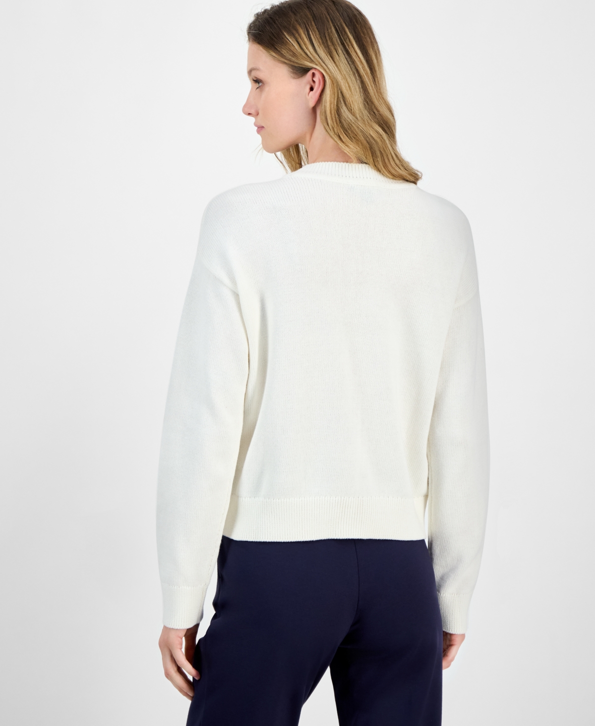 Nautica Jeans Women's Cotton Snowflake-motif Sweater In White