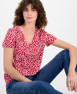 Women's Snow Dot V-Neck T-Shirt