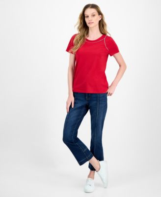 Women's Knit-Trim Top
