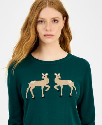 Women's Cotton Deer-Graphic Sweater 