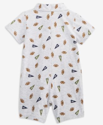 Baby Boys Football-Print Collared Sunsuit, Macy's Exclusive