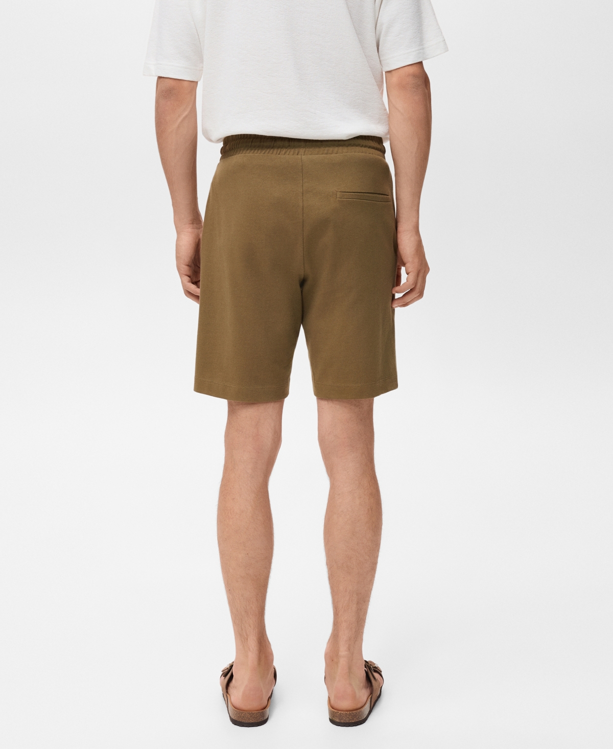 Mango Drawstring Cotton Bermuda Short In Brown