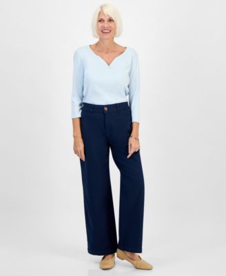 Style & Co - Petite Mid Rise Wide-Leg Pants