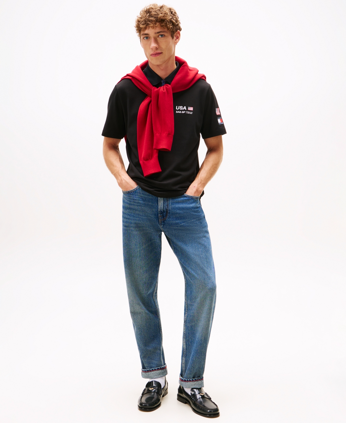 Tommy Hilfiger X U.s. Sail Gp Team Pique Polo Shirt In Black