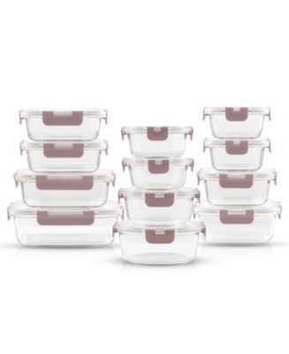 24-Pc. Glass Storage Containers with Lids - Color blush pink