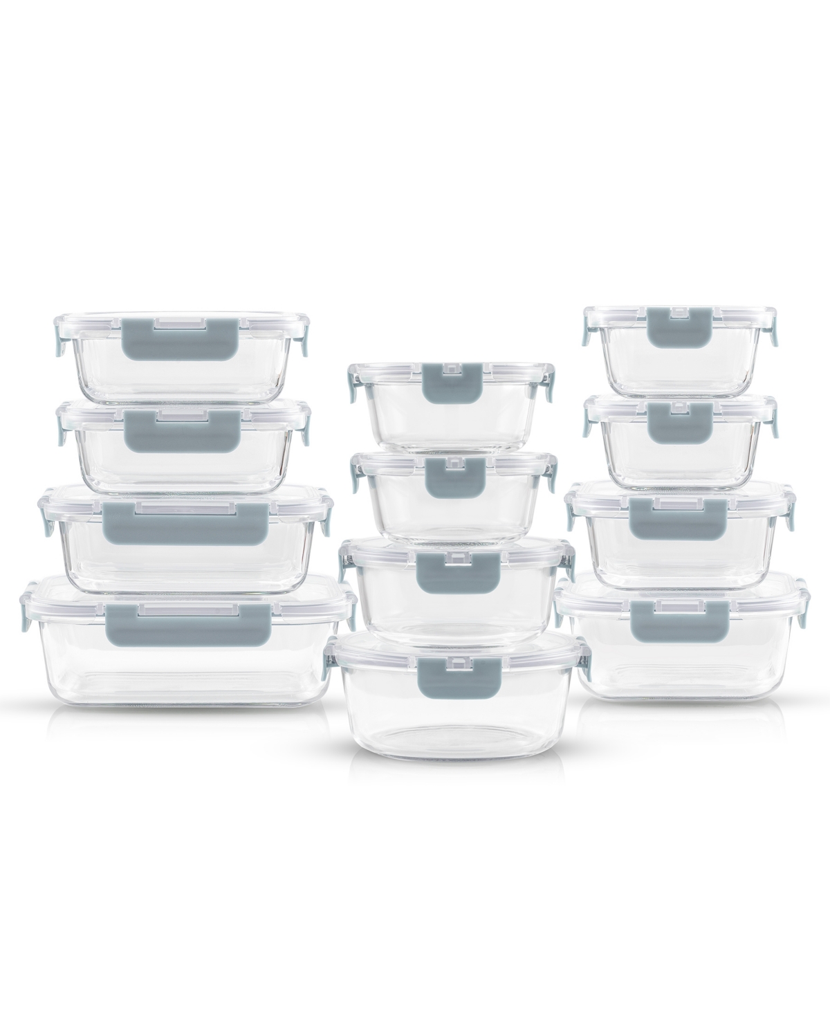 Joyjolt 24-piece Glass Storage Containers With Lids In Blue