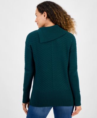 Petite Envelope-Neck Side-Slit Tunic Sweater, Created for Macy's