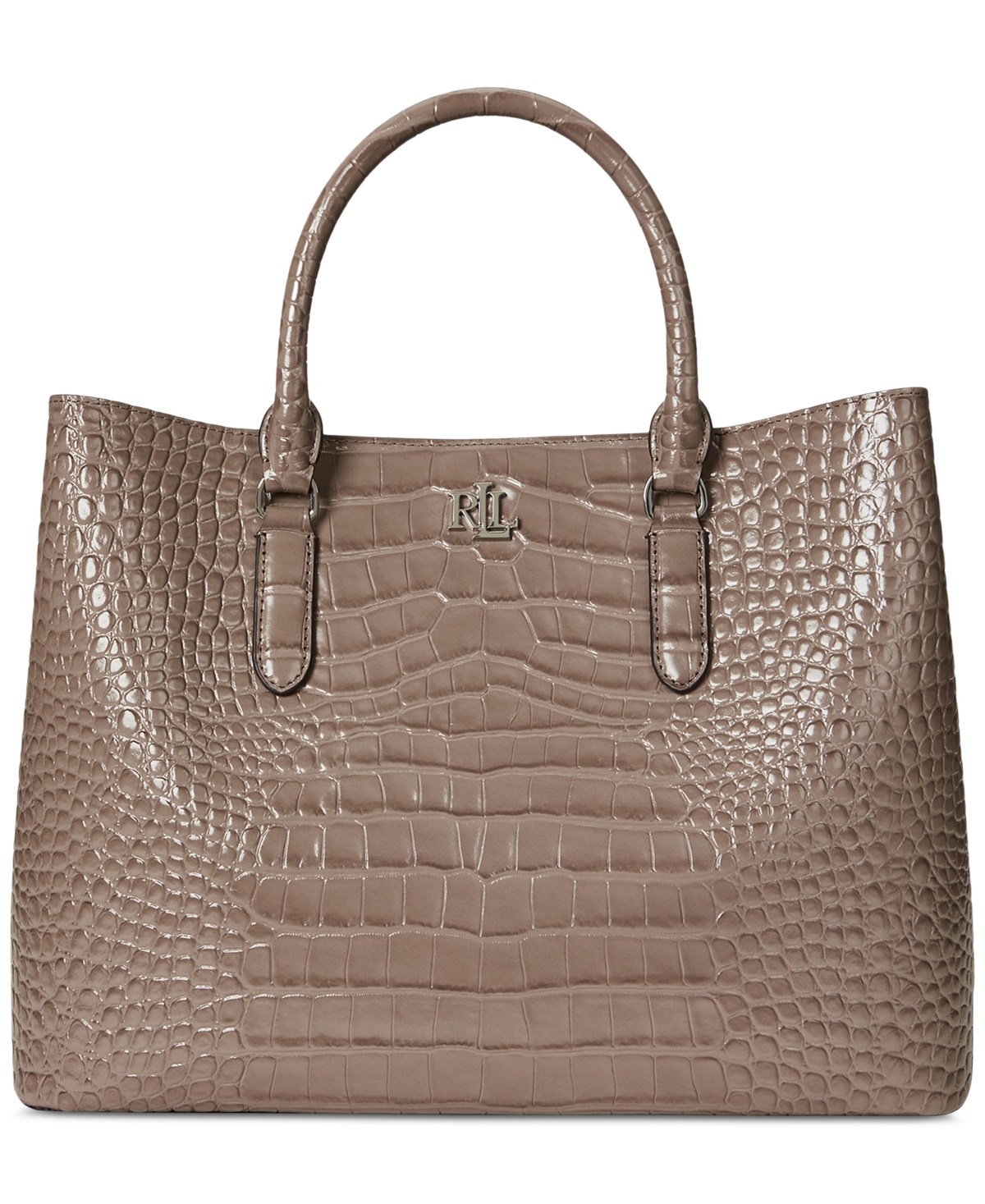 Ralph Lauren Marcy Large Embossed Leather Satchel In Animal Print