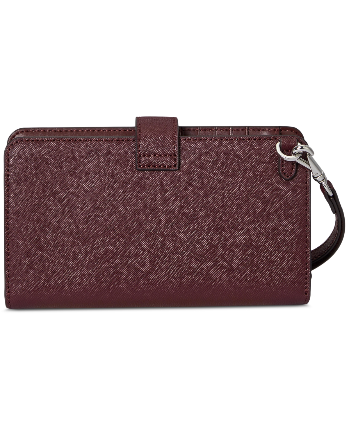 Ralph Lauren Crosshatch Leather Tech Wristlet In Burgundy