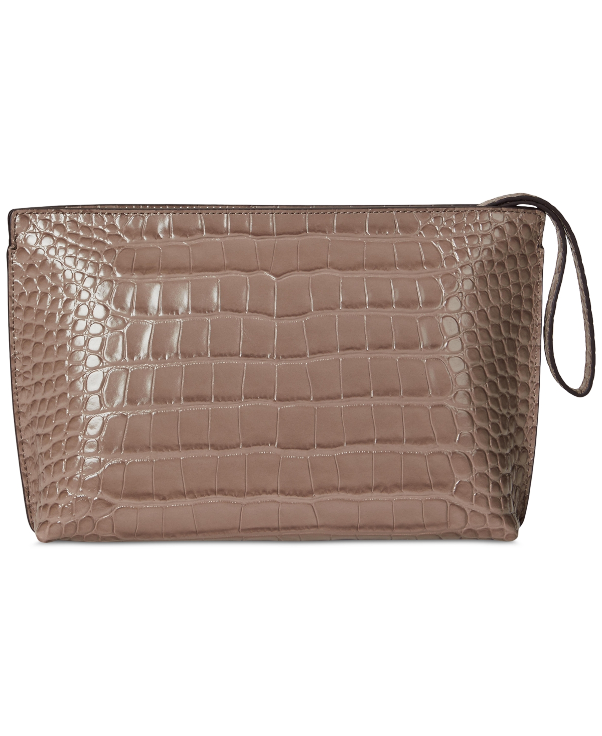 Ralph Lauren Crocodile-embossed Leather Large Pouch In Brown
