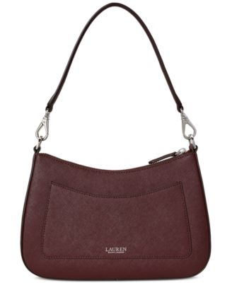 バッグ RLL Ralph Lauren Pebbled Shoulder Bag LAUREN RALPH LAUREN R.L.L. Black Pebbled Leather Front Pocket