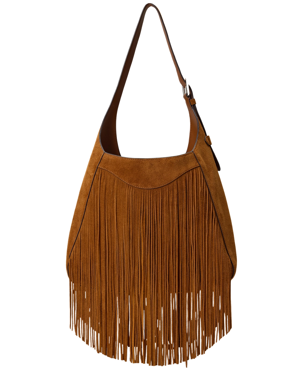 Ralph Lauren Tanner Medium Suede Fringe Shoulder Bag In Brown