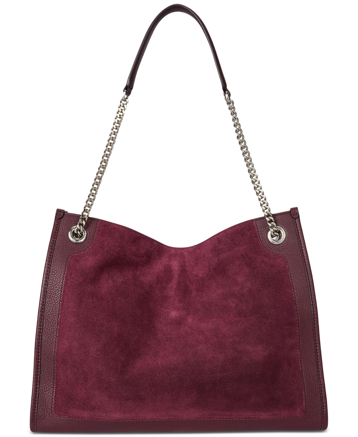 Ralph Lauren Bradley Large Suede Shopper Tote Bag In Burgundy