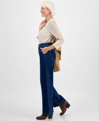 Petite High-Rise Wide-Leg Jeans, Created for Macy's