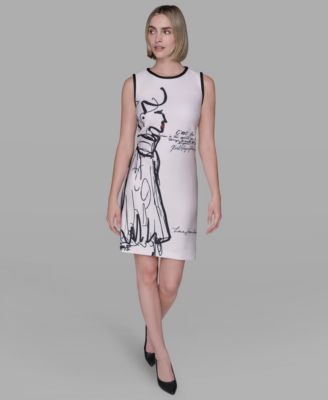 KARL LAGERFELD PARIS - Women's Sleeveless Scuba Shift Dress