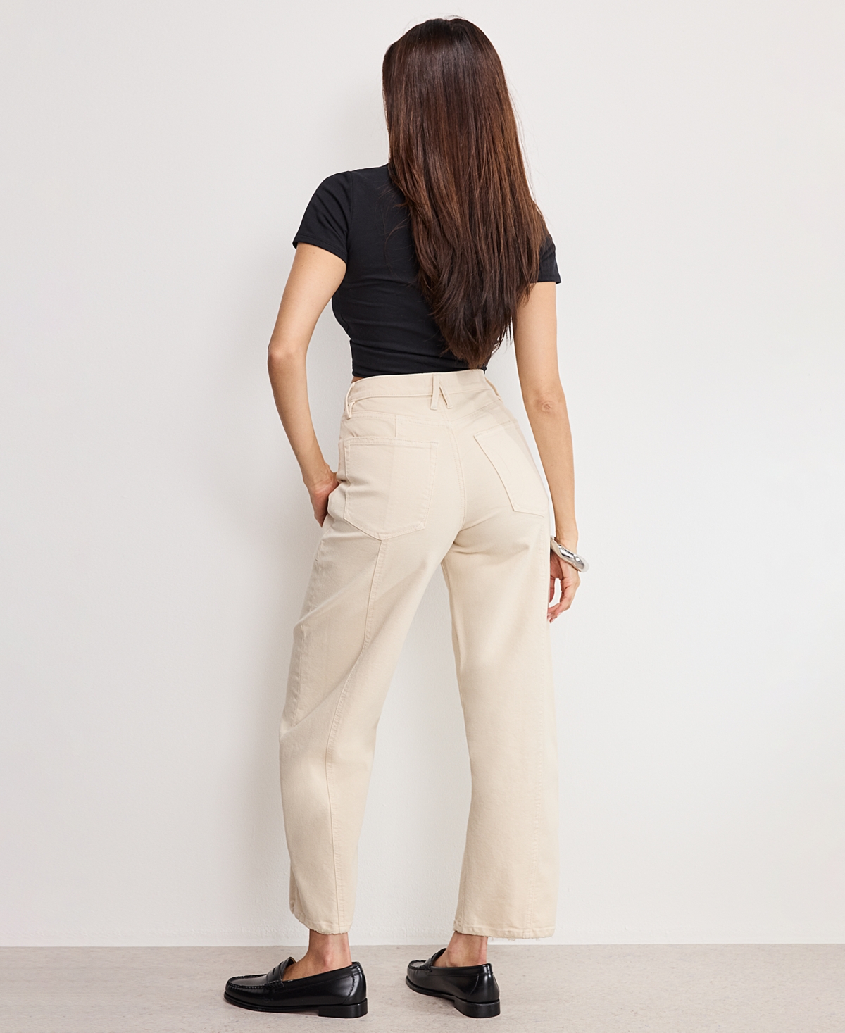 Good American Canvas Cropped Barrel Pants In Neutral