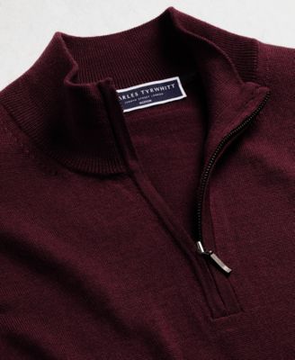 Men's Long Sleeve Quarter-Zip Merino Wool Sweater