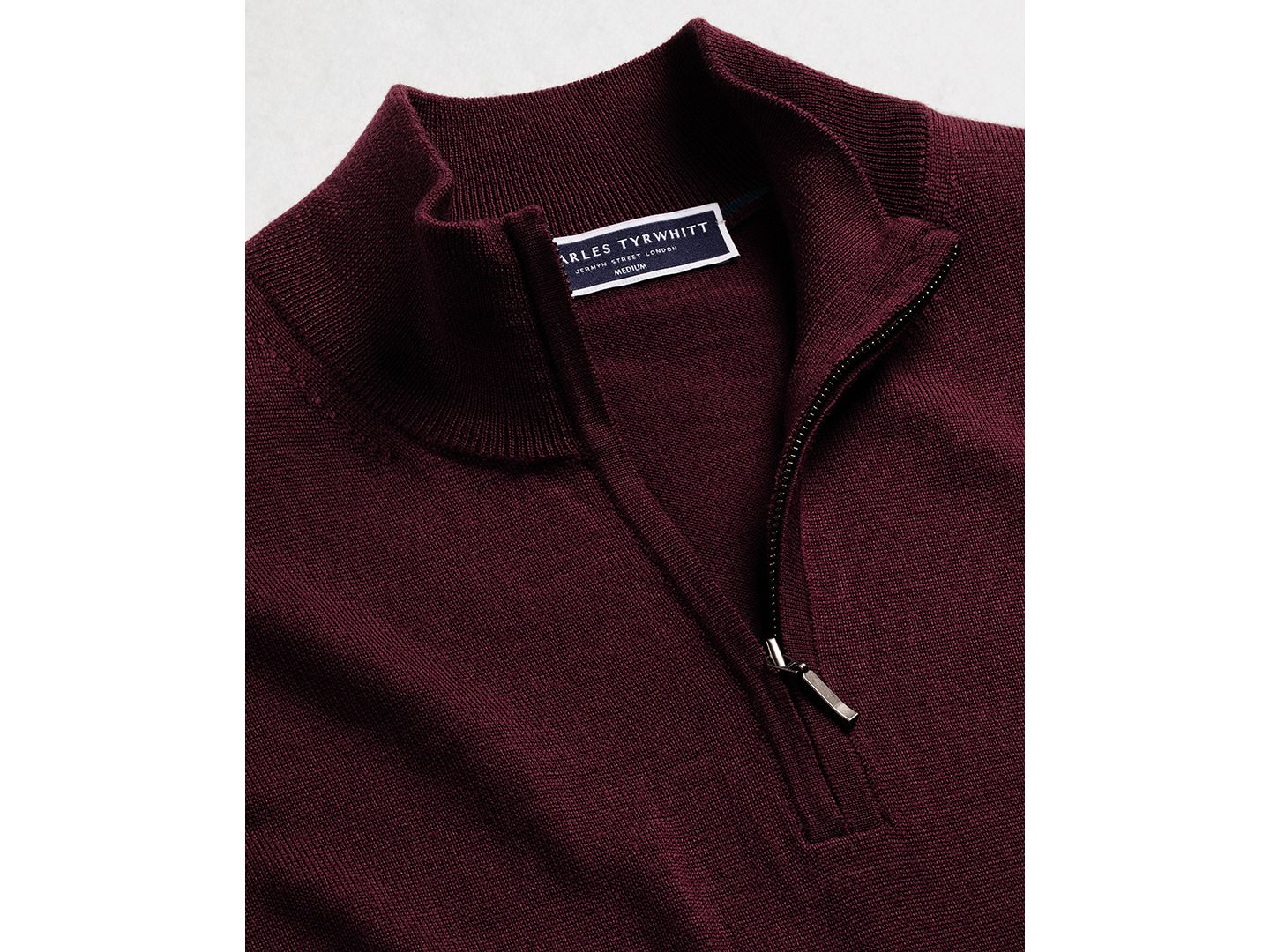 Мужской свитер Charles Tyrwhitt Long-Sleeve Quarter-Zip Merino Wool, цвет: Бордовый красный — фото 4
