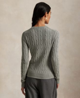 Women's Cable-Knit Cotton Crewneck Sweater