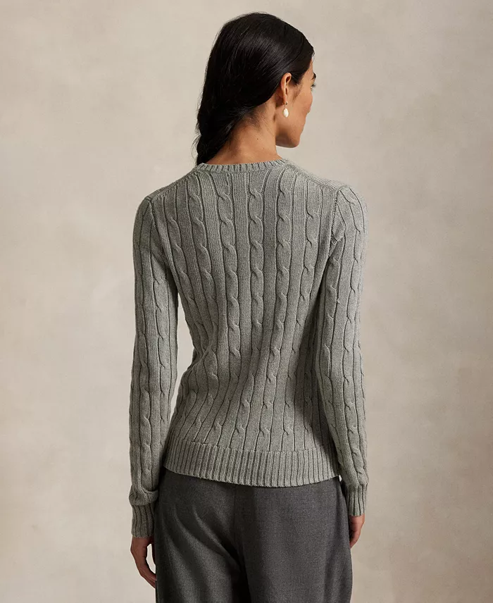 Women's Cable-Knit Cotton Crewneck Sweater - thumbnail 5