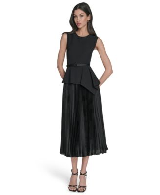 Eliza J - Women's Sleeveless Crewneck Peplum Midi Dress