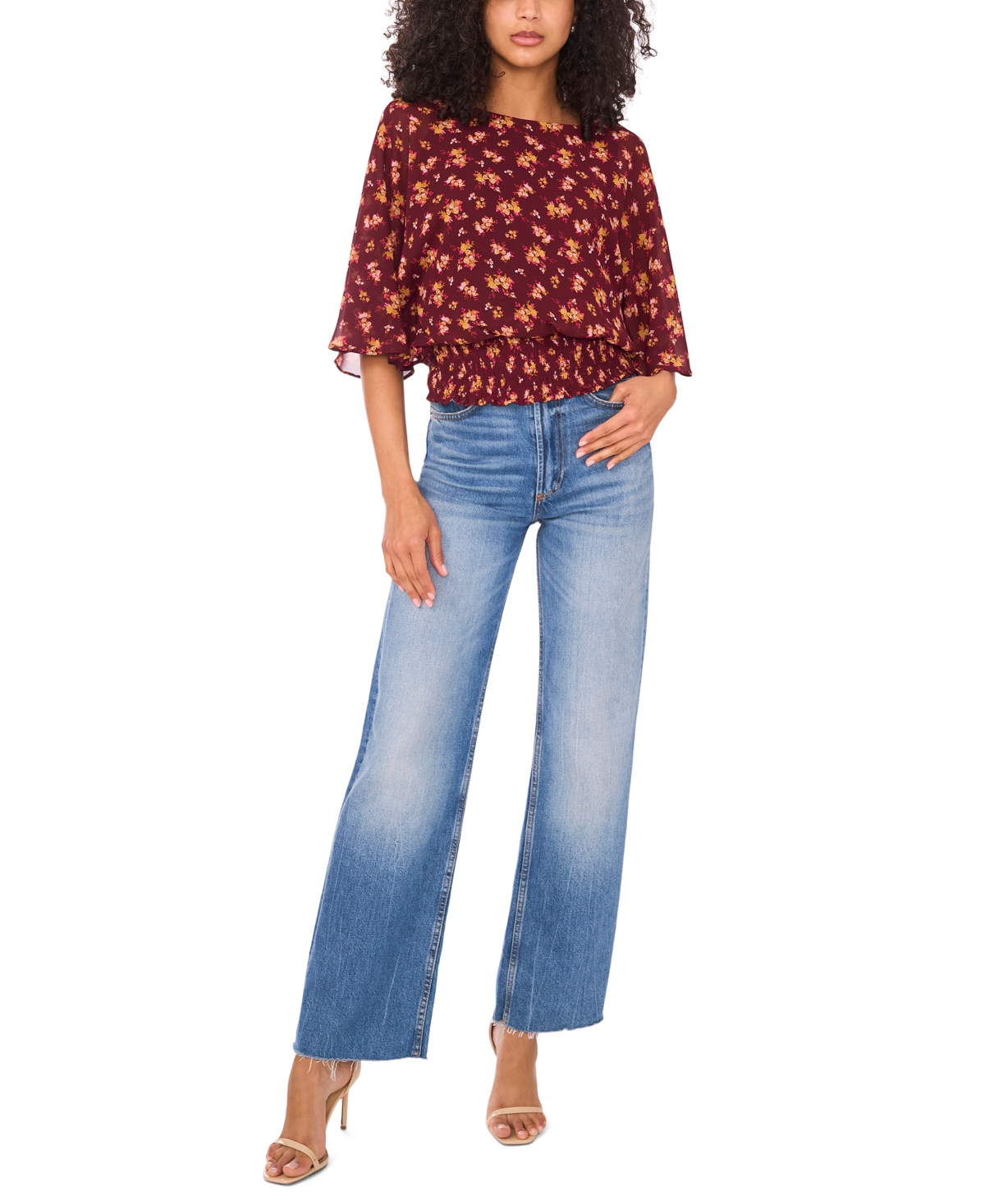 Sam & Jess Women's Smocked-waist Top In Multi