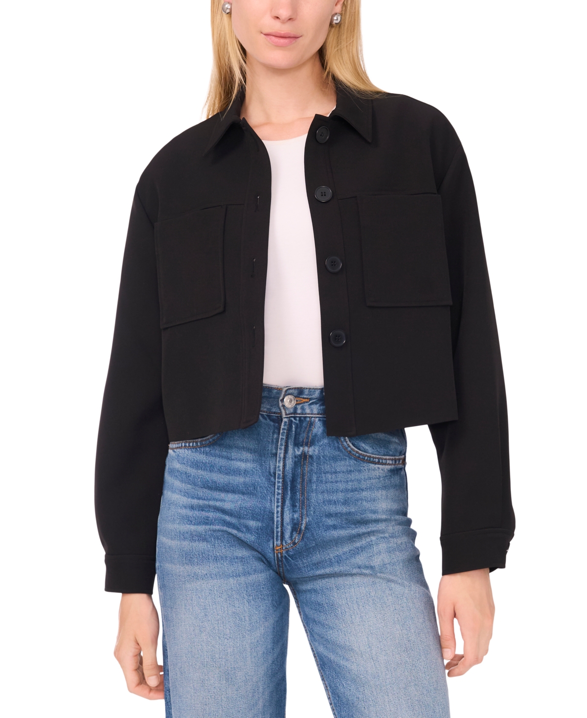 Sam & Jess Women's V-neck Cropped Jacket In Black