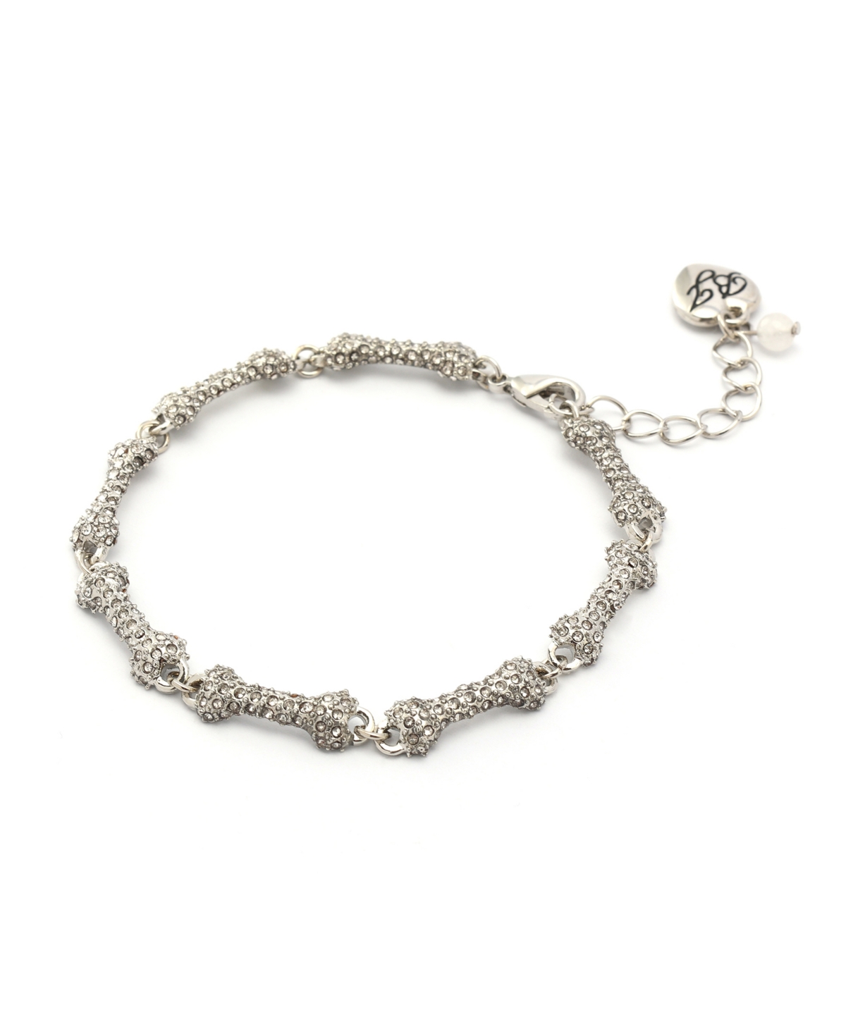 Betsey Johnson Faux Stone Pave Bones Link Bracelet In Multi