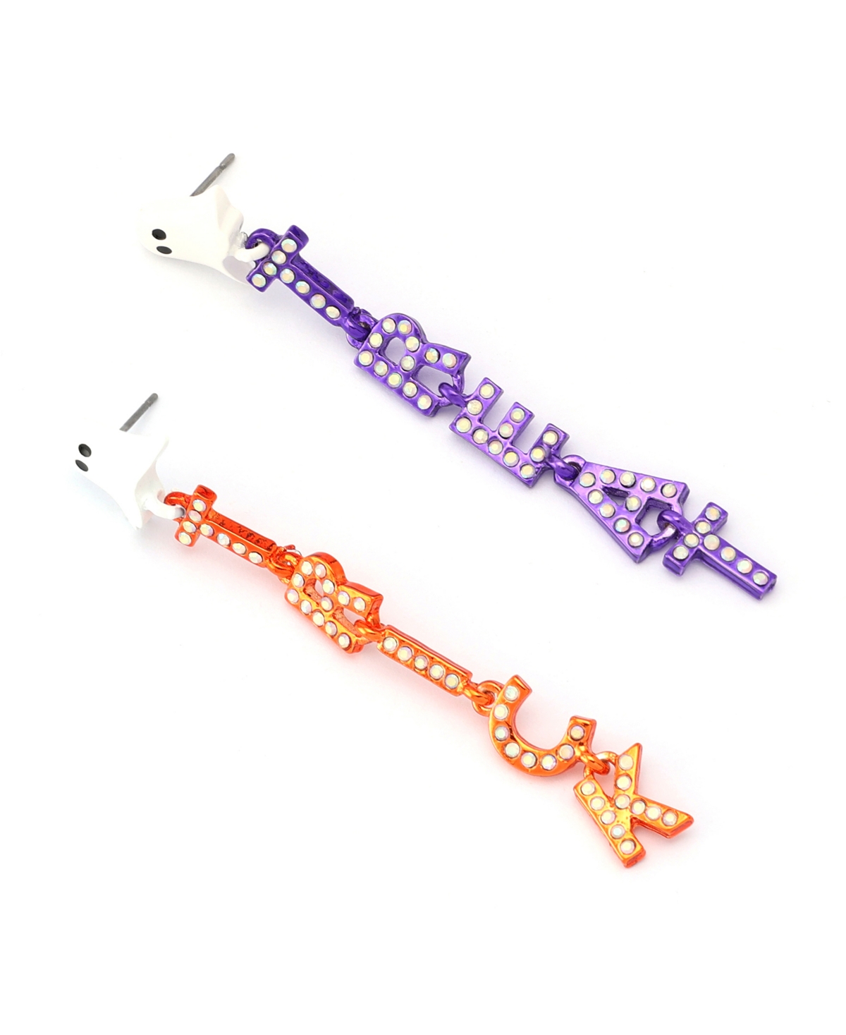 Betsey Johnson Faux Stone Halloween Ghost Trick Or Treat Linear Earrings In Multi