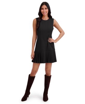 London Times - Petite Sleeveless Box Pleat A-Line Dress