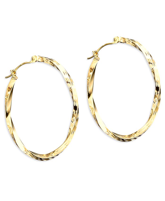 Macy's Twist Hoop Earrings in 10K Gold & Reviews - Earrings - Jewelry ...