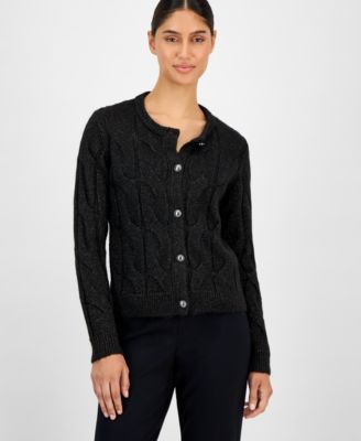T Tahari - Women's Metallic Cable-Knit Cardigan