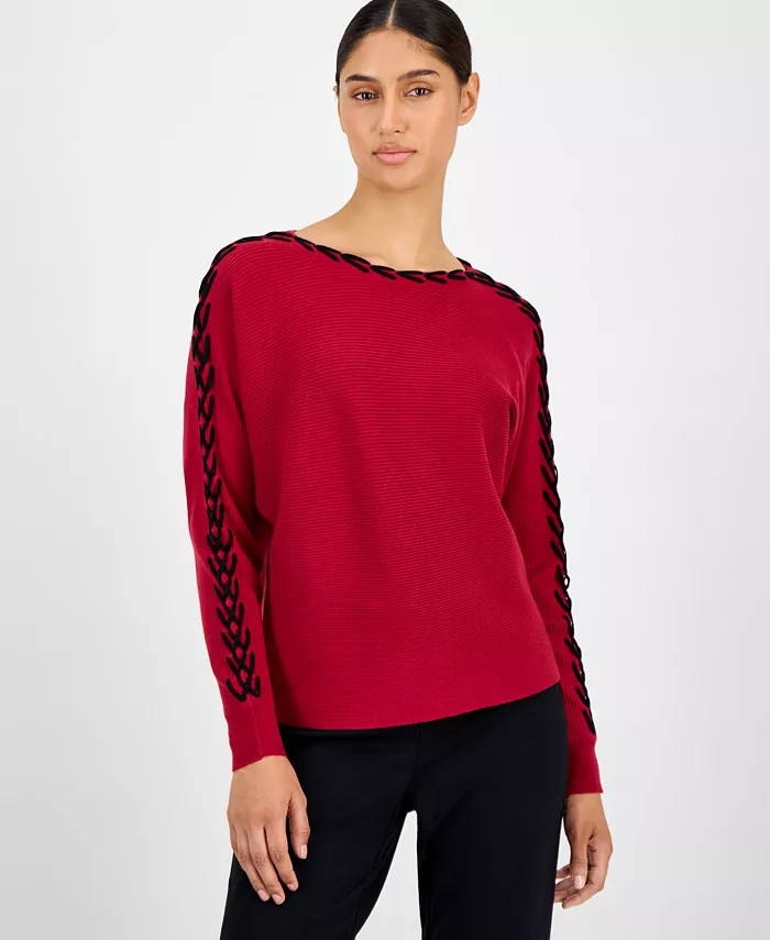 Women's Ribbed Dolman-Sleeve Sweater
