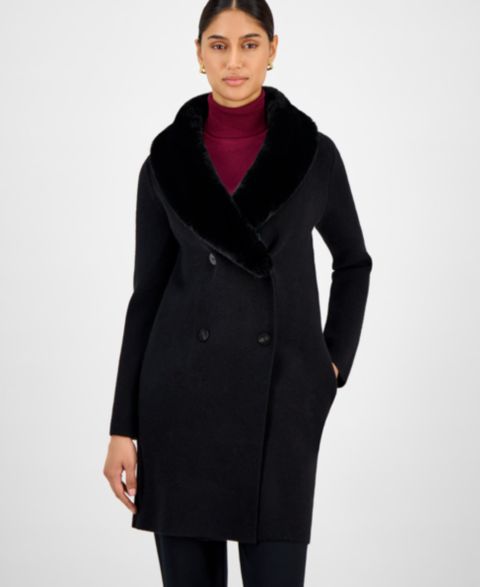 Женские куртки T Tahari Women's Faux-Fur Shawl-Collar Jacket