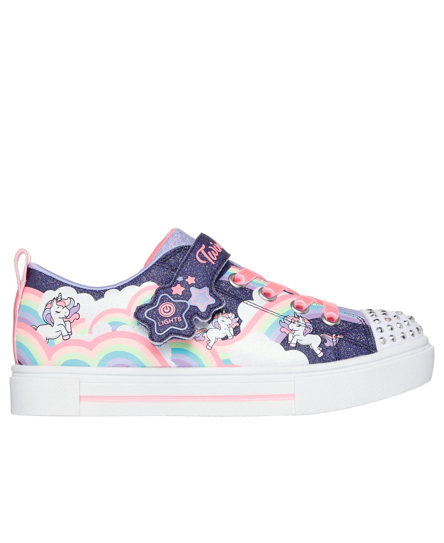 Детские кроссовки Skechers Twinkle Toes: Twinkle Sparks - Unicorn со светодиодами, цвет: Тёмно-синий / Разноцветный — фото 2