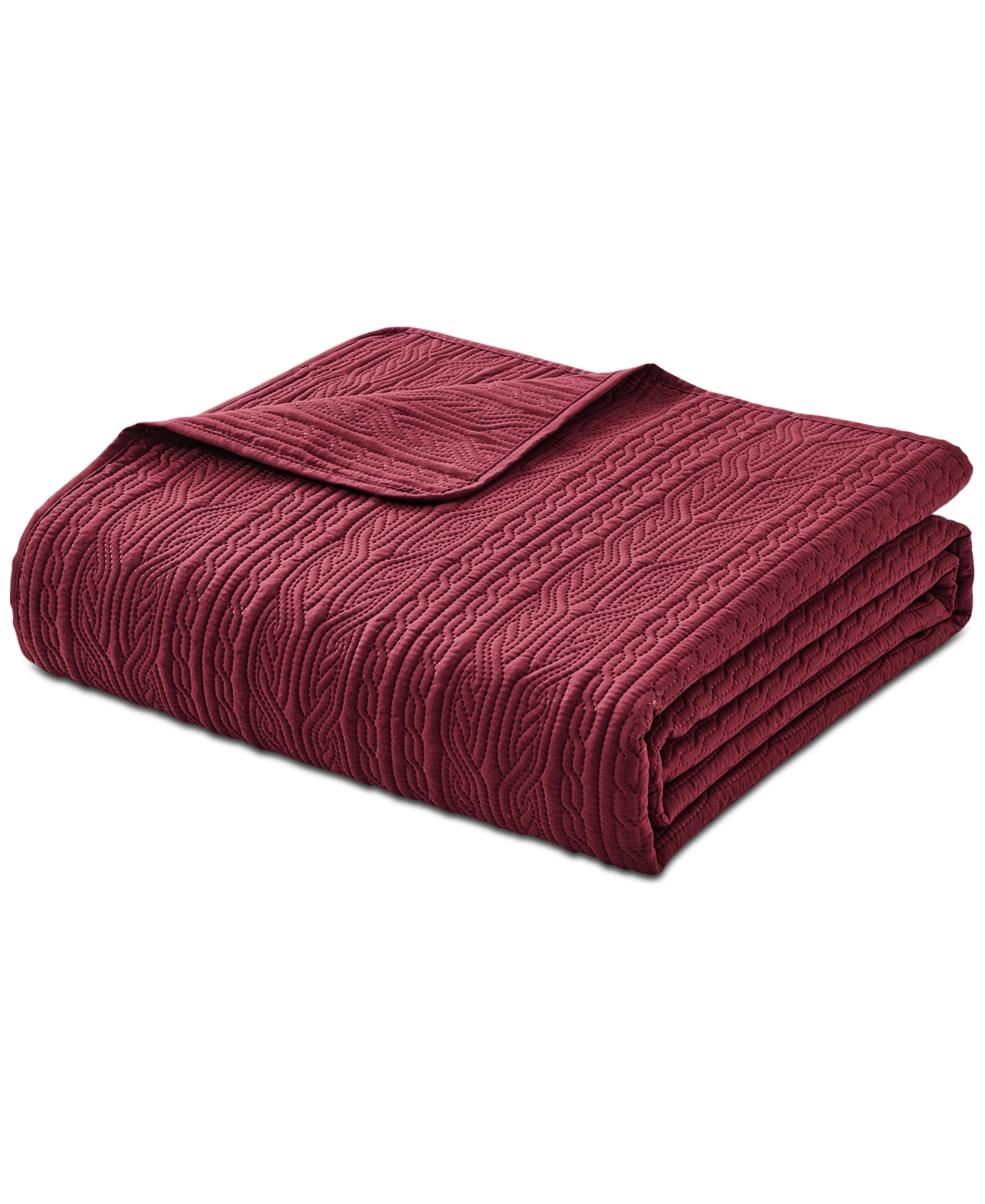 Seventh Studio Cable-knit Pinsonic Microfiber 2-pc. Quilt Set, Twin In Burgundy