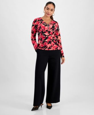 Petite Printed Zip-Front Top, Macy's Exclusive