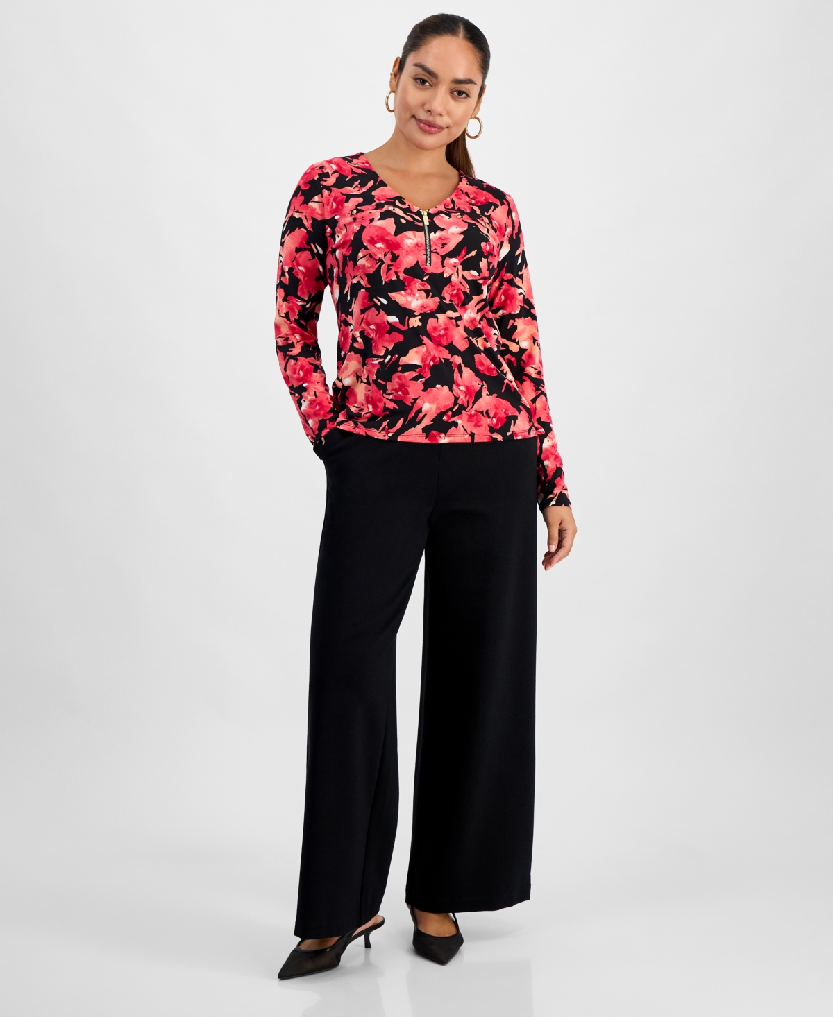 Inc International Concepts Petite Wide-leg Pants, Macy's Exclusive In Black