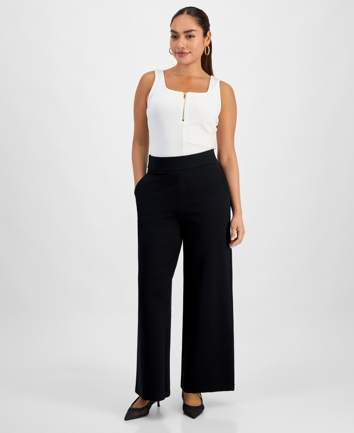 Inc International Concepts Petite Wide-leg Pants, Macy's Exclusive In Black