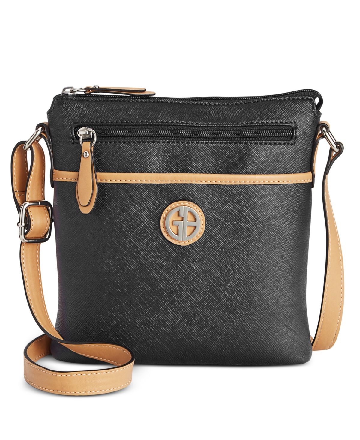Saffiano North South Crossbody, Exclusively at Macy's - Black/Brown/Silver