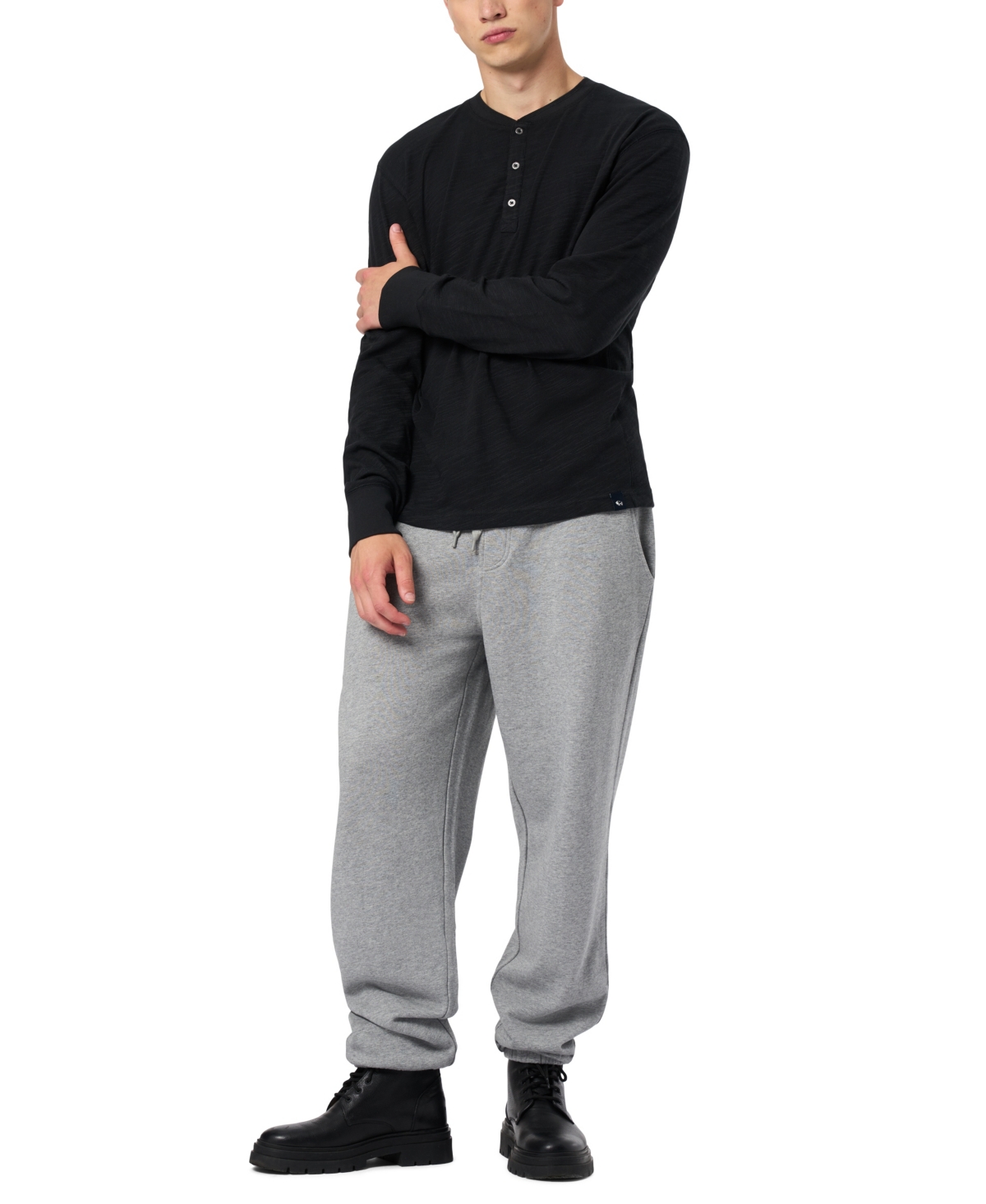 Buffalo David Bitton Mens Knit Cotton Henley Shirt In Black