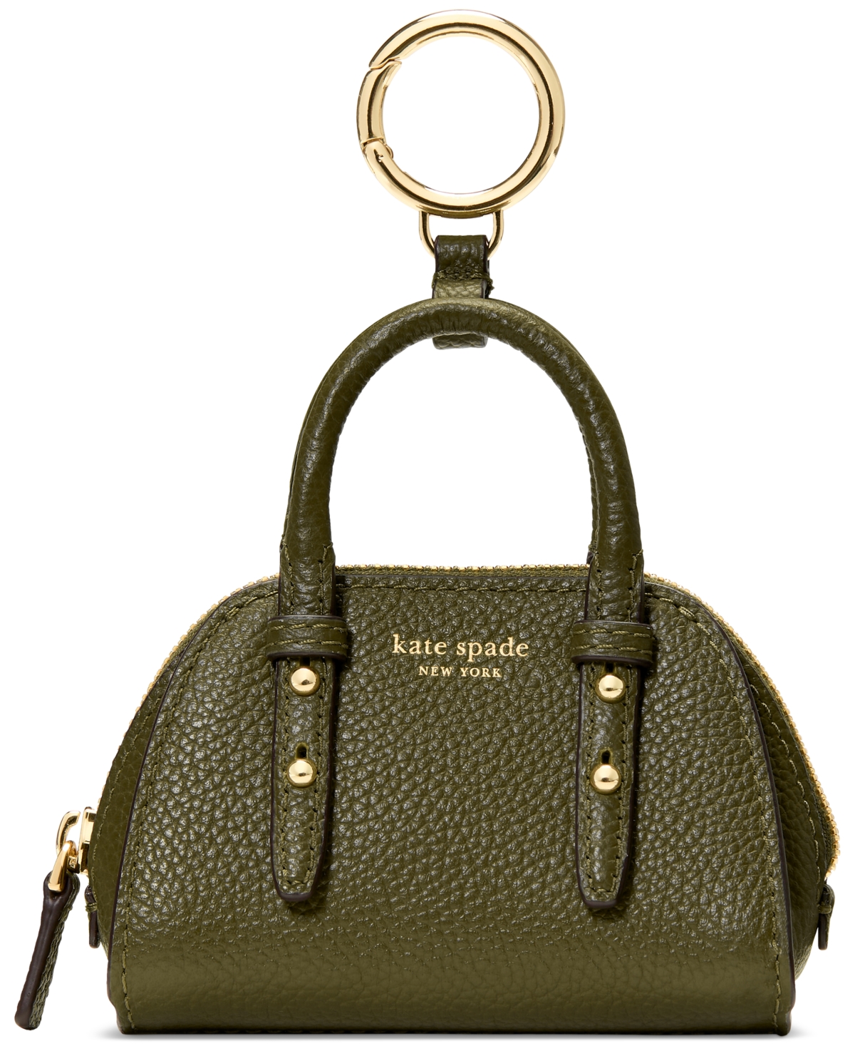 Kate Spade Charmed Pebbled Leather Bag Charm In Green