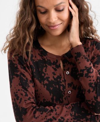 Petite Printed Cardigan, Macy's Exclusive