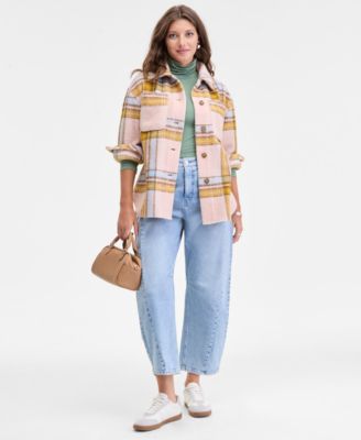 Women's Relaxed Plaid Shacket, Macy's Exclusive