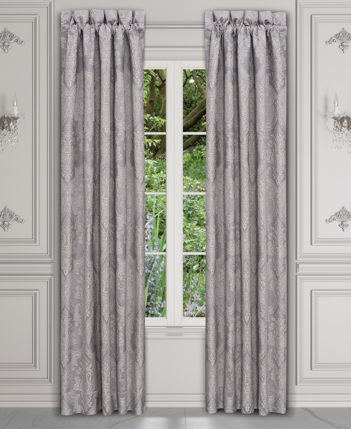 J Queen New York Mary Window Panel Pair, 50 X 95" In Purple