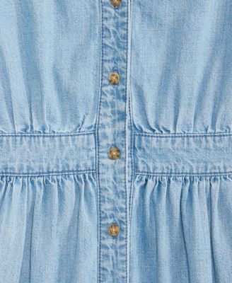 Women's Denim Puff-Sleeve Midi Dress, Macy's Exclusive