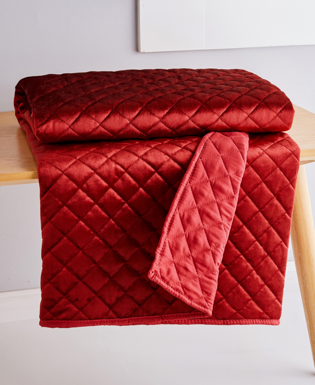 Levtex Red Velvet Reversible Quilted Throw, 50" X 60" In Red