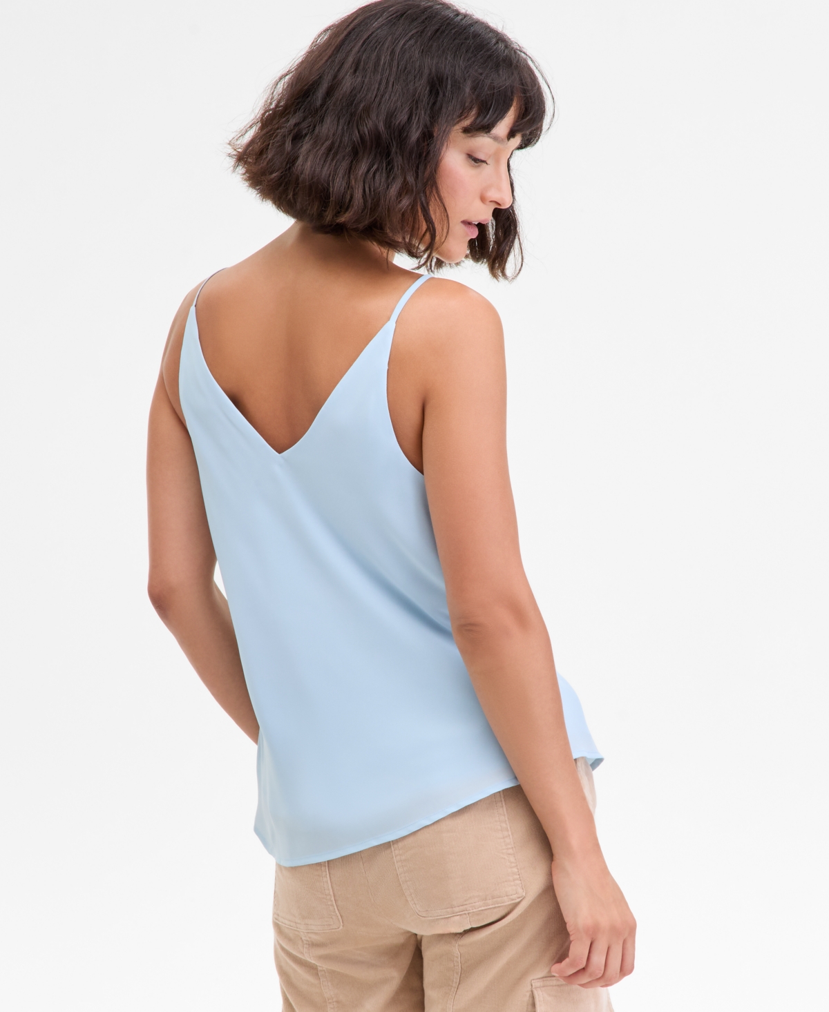 On 34th Women's Floral-print Double V-neck Tank, Macy's Exclusive In Blue
