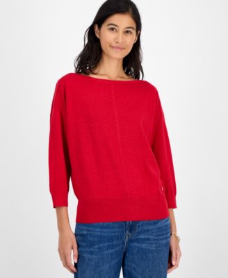Women's Dolman-Sleeve Boat-Neck Shine Sweater